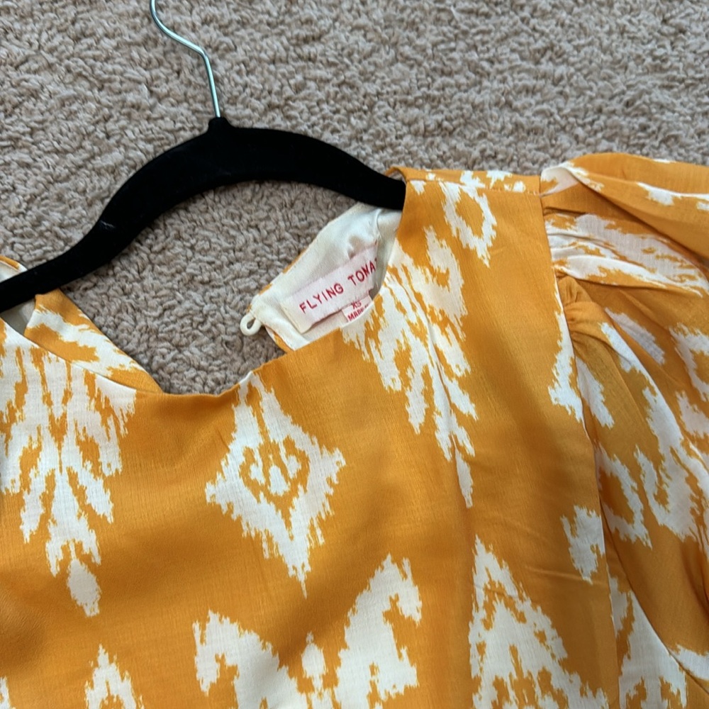 Flying Tomato Mustard Yellow and White Ikat Long-Sleeve Dress - Picture 5 of 7